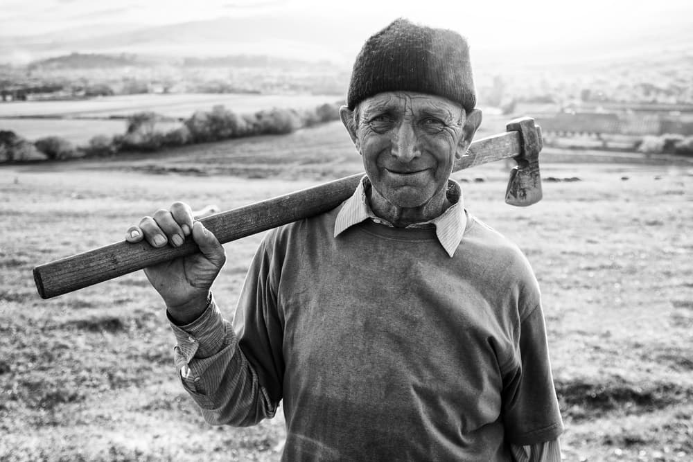 Old Farmer With Axe by Zoran Toldi (EFIAP AZSF) — canvas wall art