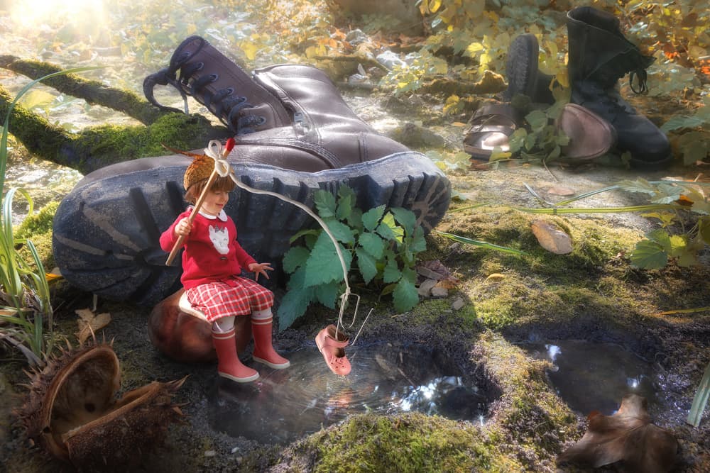Little Girl Giant Boot by Christophe Kiciak — canvas wall art
