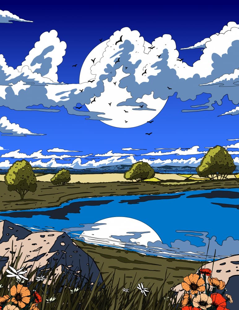 Serene Moonlit Landscape by Nicholas — canvas wall art
