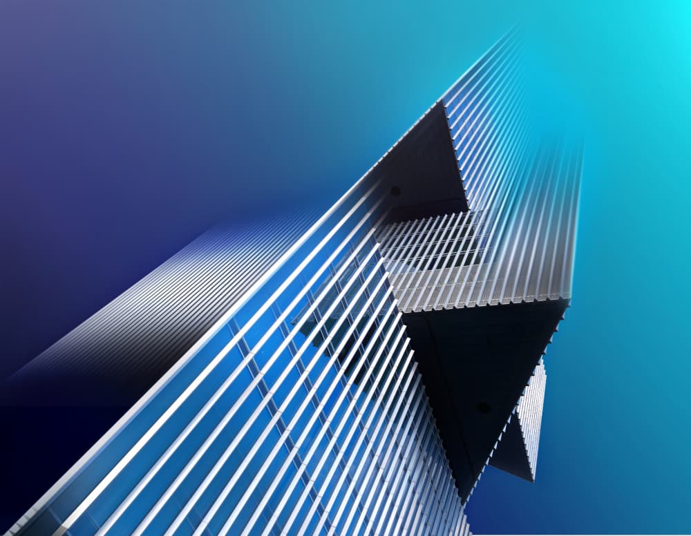 Abstract Blue Building by Erhard Batzdorf — canvas wall art