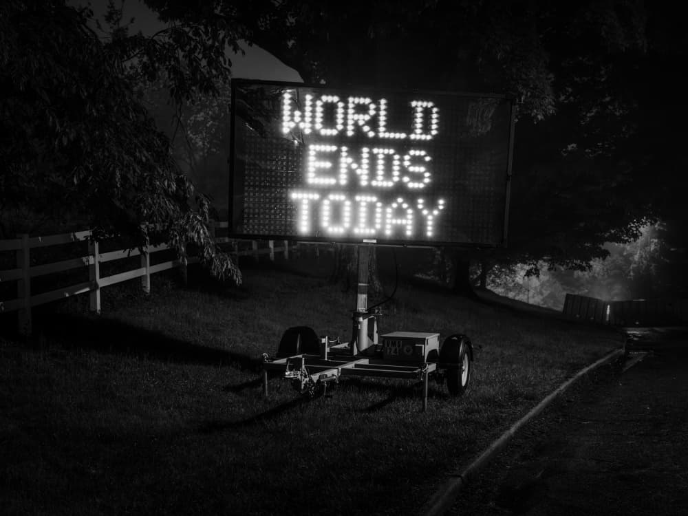 World Ends Today Sign by Scott J. Pilla — canvas wall art