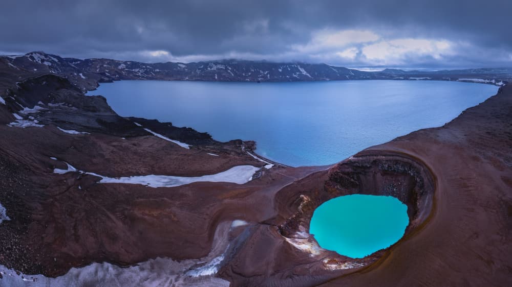 Turquoise Volcanic Lakes by Hanping Xiao — canvas wall art