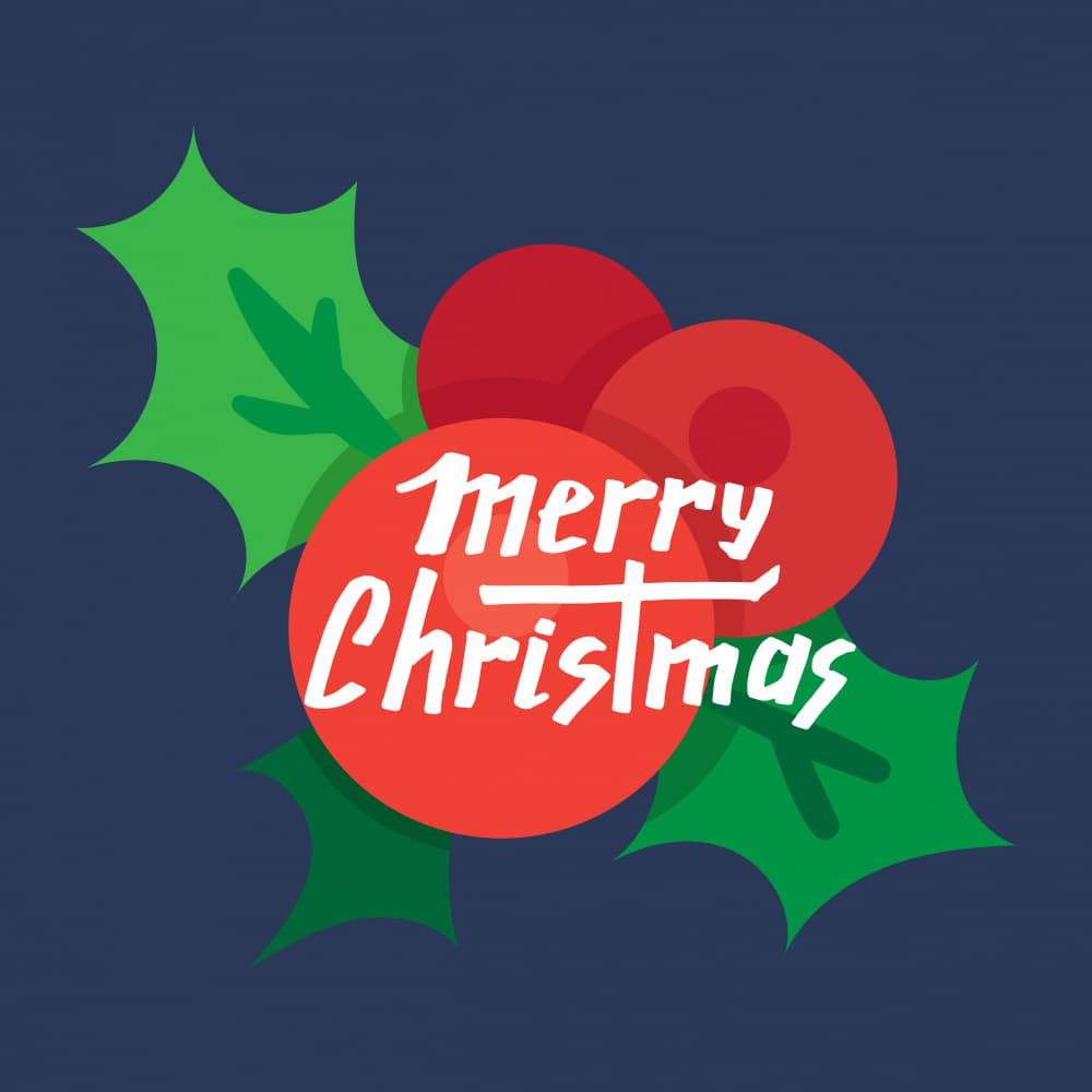 Merry Christmas Holly Berries by Marika Barsrsind — canvas wall art