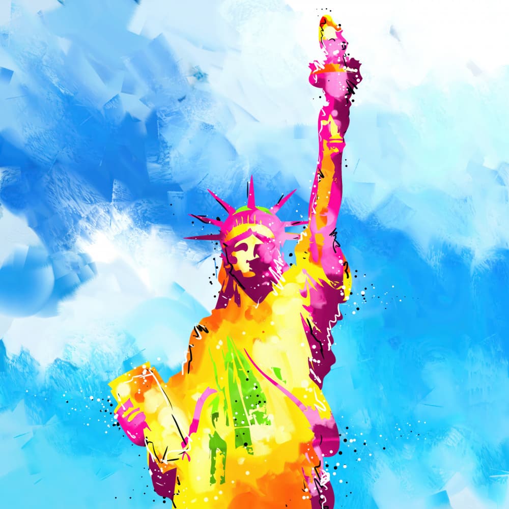 Pop Art Lady Liberty by Rafal Kulik — canvas wall art