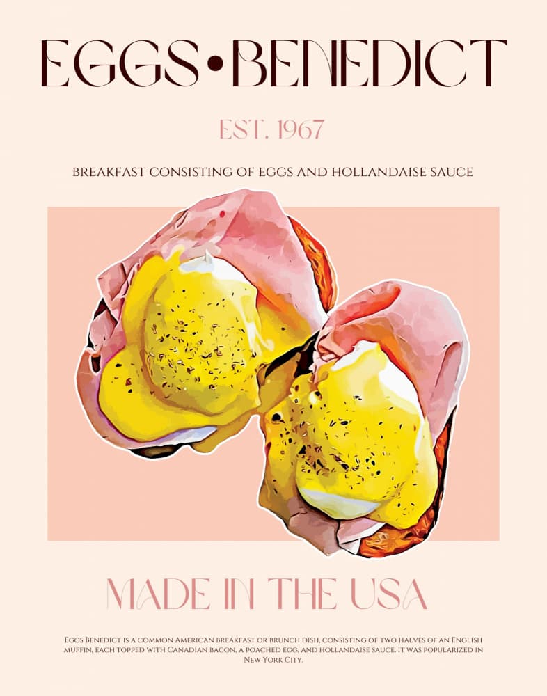 Vintage Eggs Benedict by Nazma Khokhar — canvas wall art