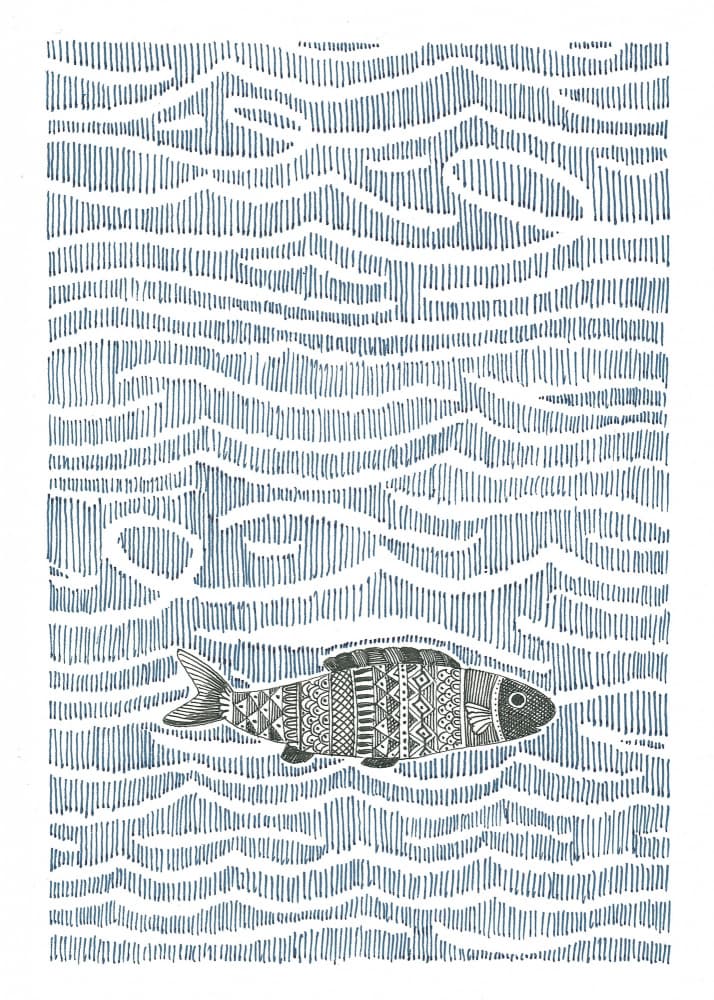 Fish Beneath the Waves by Isabelle Brent — canvas wall art