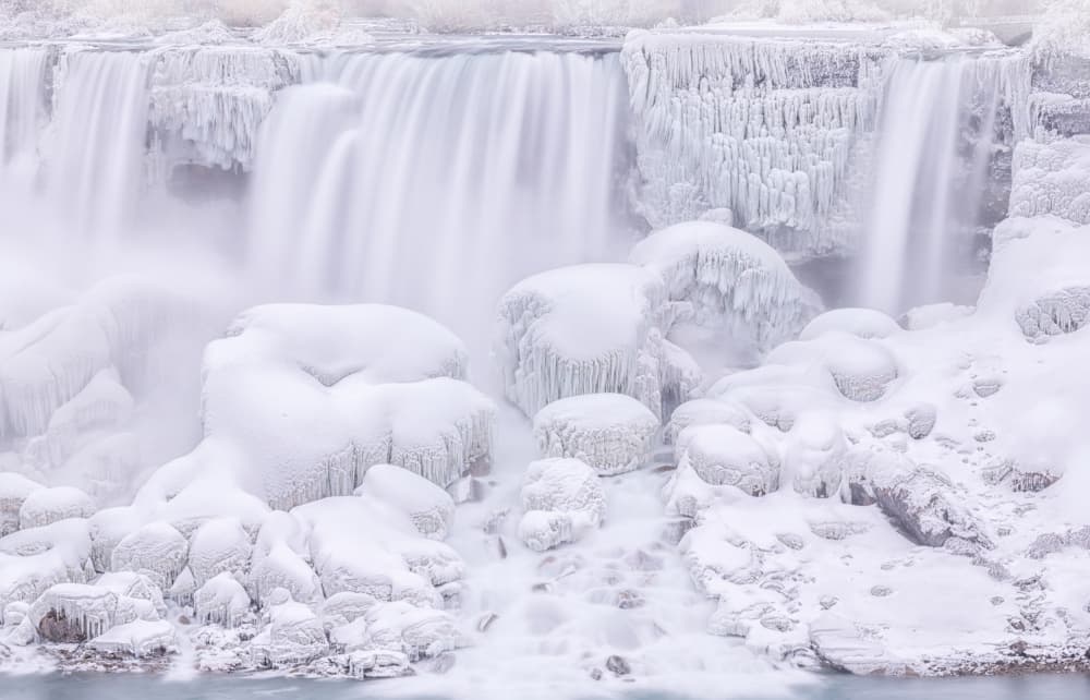 Serene Frozen Waterfall by Ling Lu — canvas wall art