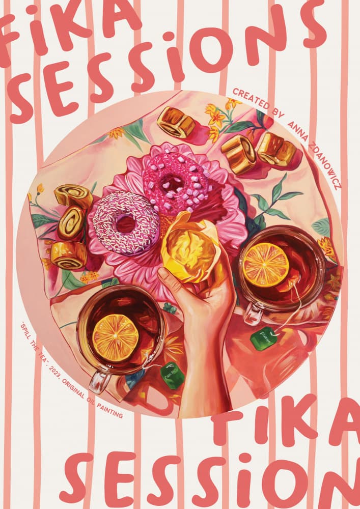 Cozy Fika Tea Time by Anna Zdanowicz — canvas wall art