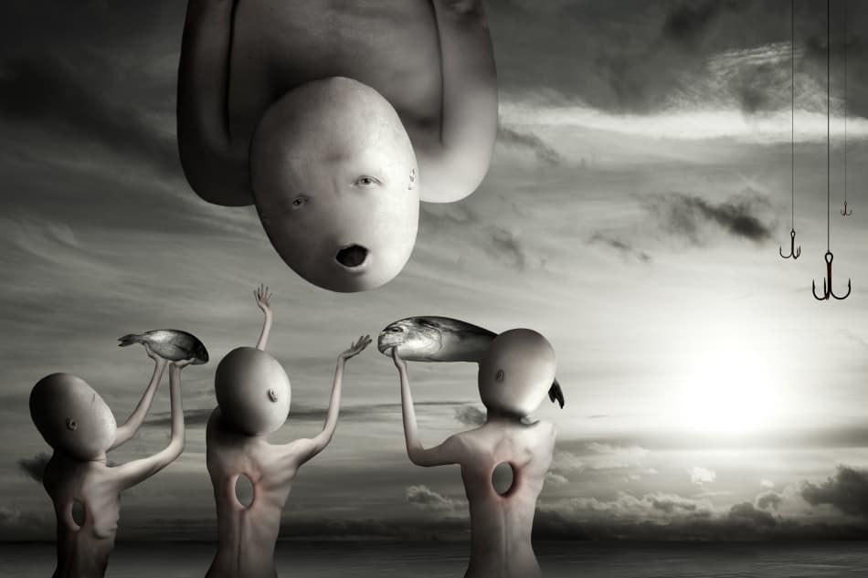 Surreal Fish Offering by Christophe Kiciak — canvas wall art