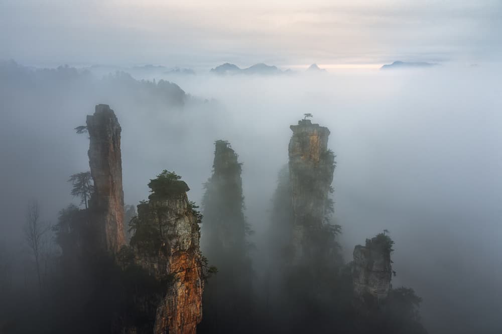 Misty Mountain Peaks by Aidong Ning — canvas wall art