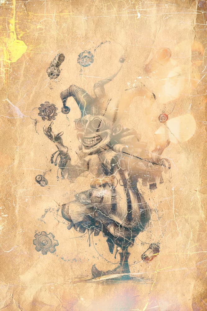 Steampunk Jester Grin by Rafal Kulik — canvas wall art