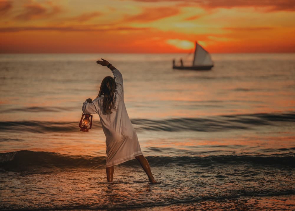 Woman's Sunset Lantern by Normunds Kaprano — canvas wall art