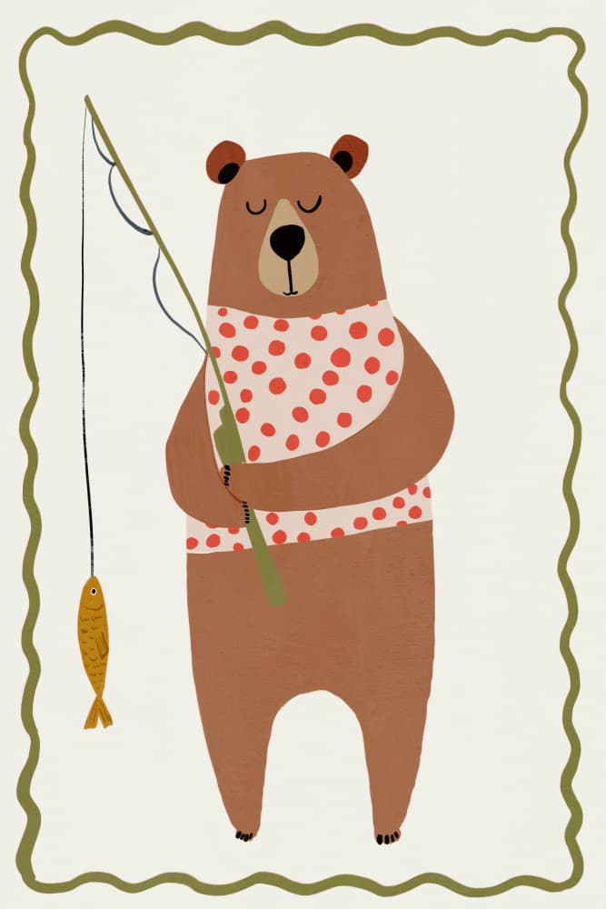 Fishingbear by Treechild — canvas wall art