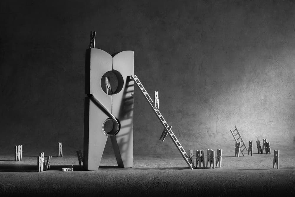 Surreal Clothespin Journey by Victoria Glinka — canvas wall art
