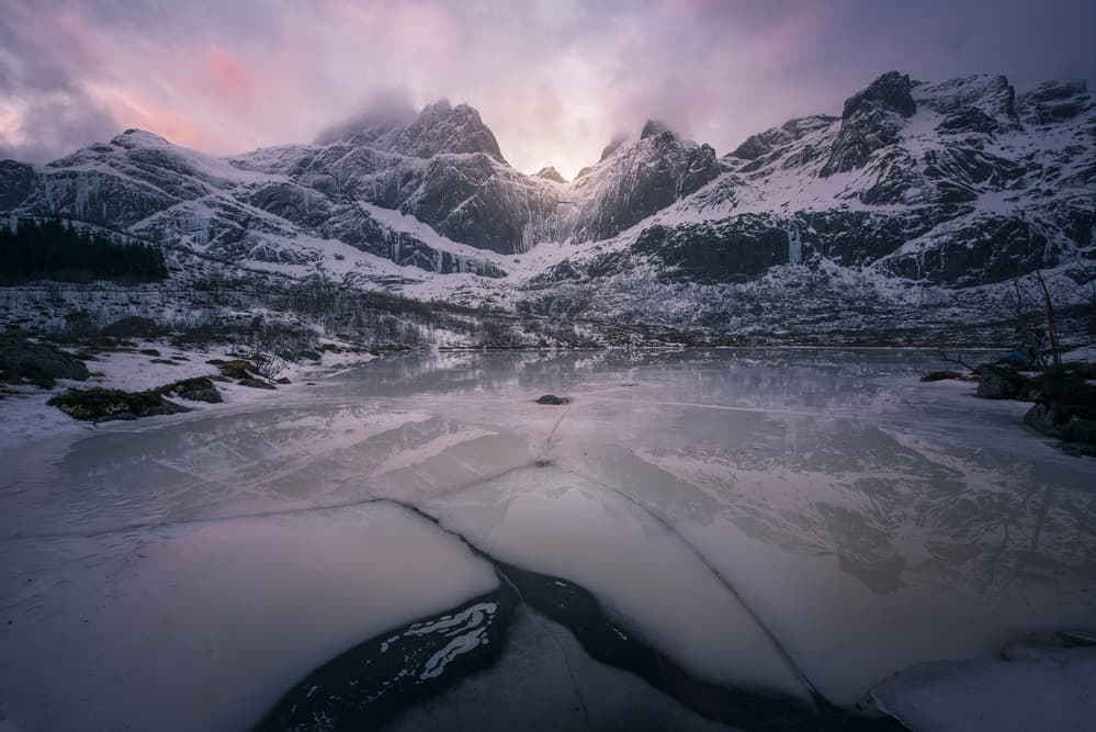 Frozen Mountain Lake Dawn by David Martin Castan — canvas wall art
