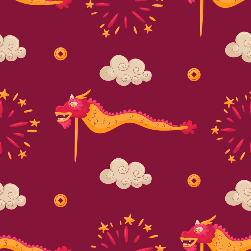Lucky Golden Dragon Pattern by Marika Barsrsind β canvas wall art