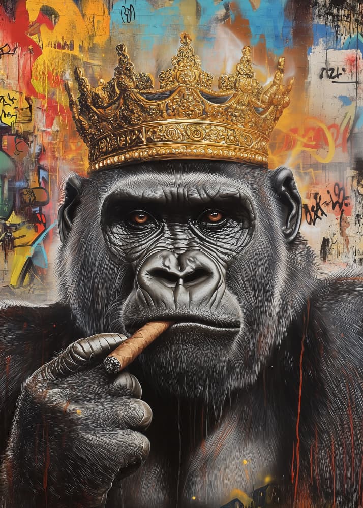 Crowned Gorilla King by Andreas Magnusson — canvas wall art