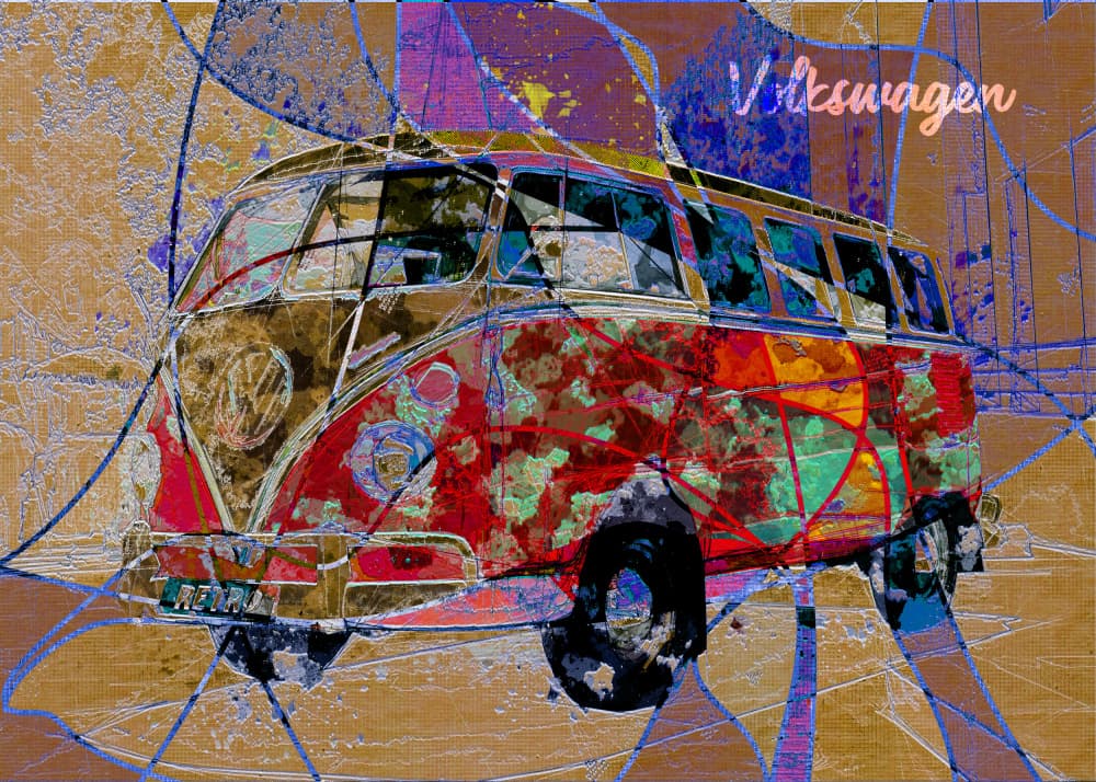 Vibrant Retro Van Art by Lembayung senja studio [Vintage Poster] — canvas wall art