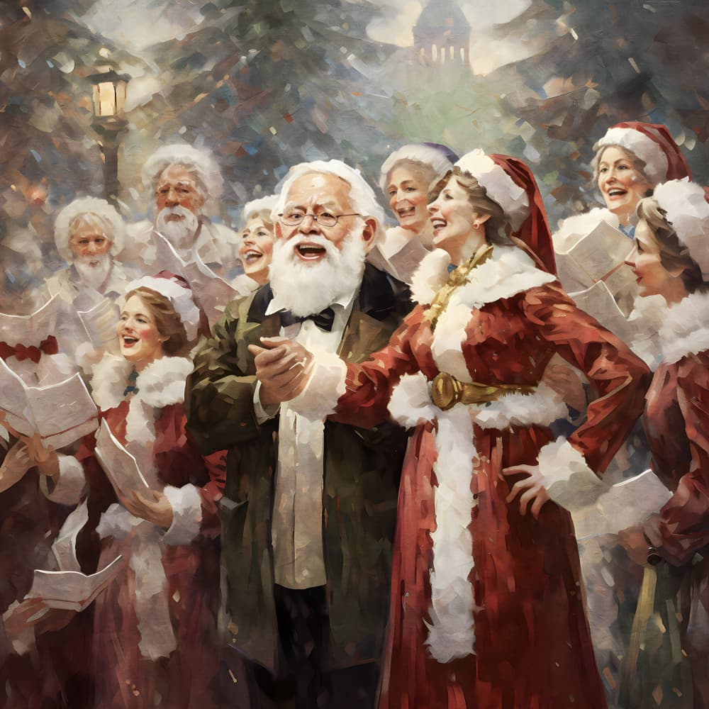 Holiday Carolers' Joy by Emel Tunaboylu — canvas wall art