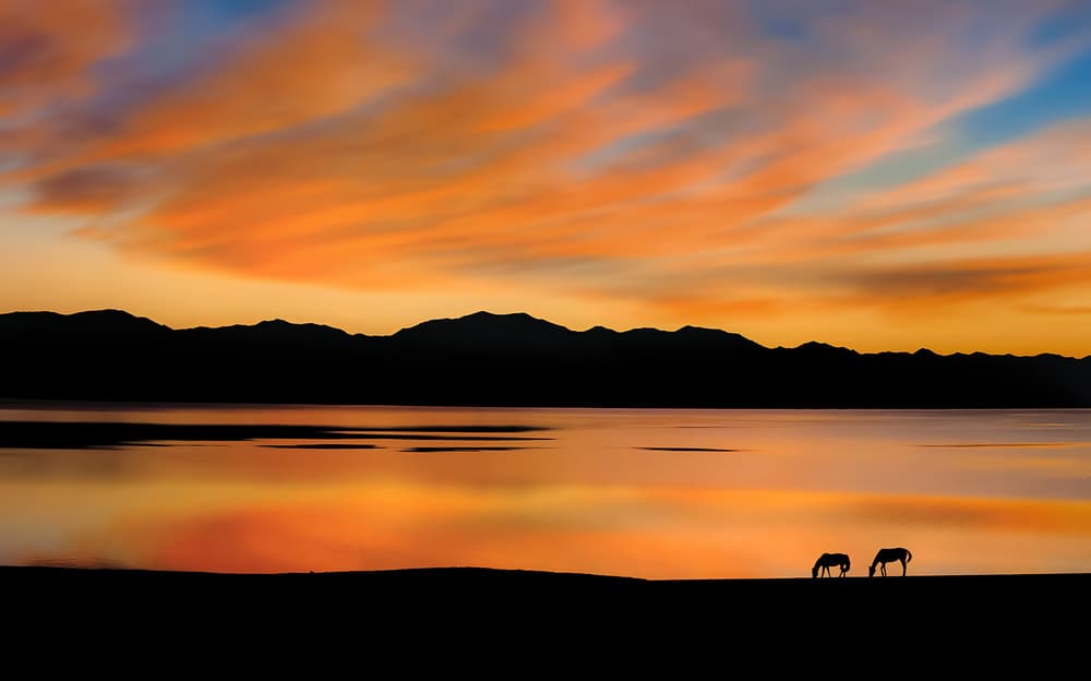 Serene Lake Sunset by Hua Zhu — canvas wall art