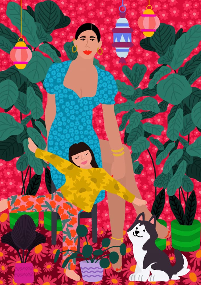 Woman and Child the Garden by Rafaela Mascaro — canvas wall art