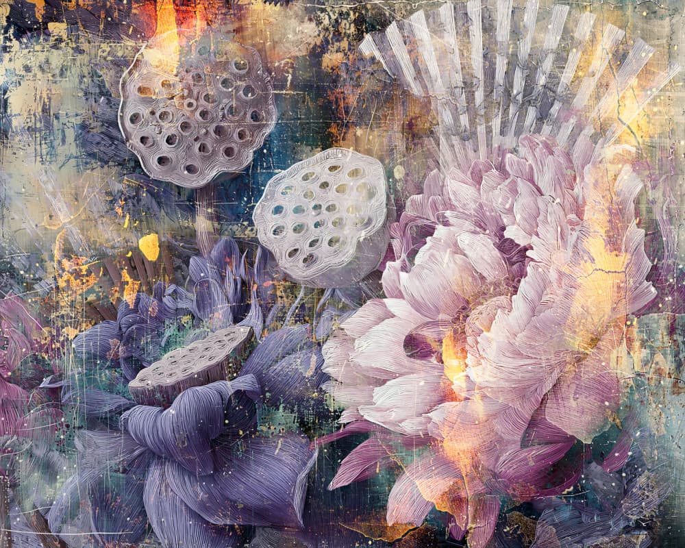Flower Floral Abstract Art Texture Grunge 19 by Rafal Kulik — canvas wall art