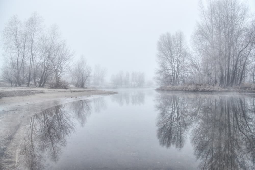 Misty Winter River by Alexander Kiyashko — canvas wall art