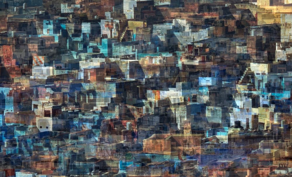 Blue City Rooftops by Roxana Labagnara — canvas wall art