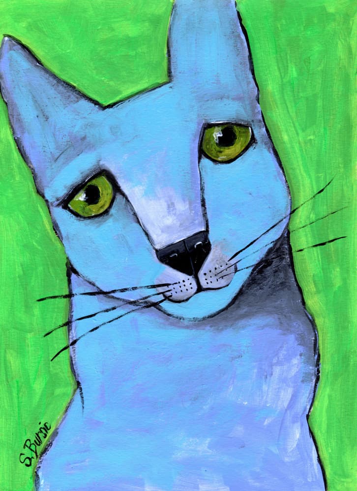 Curious Blue Cat by Sharyn Bursic — canvas wall art