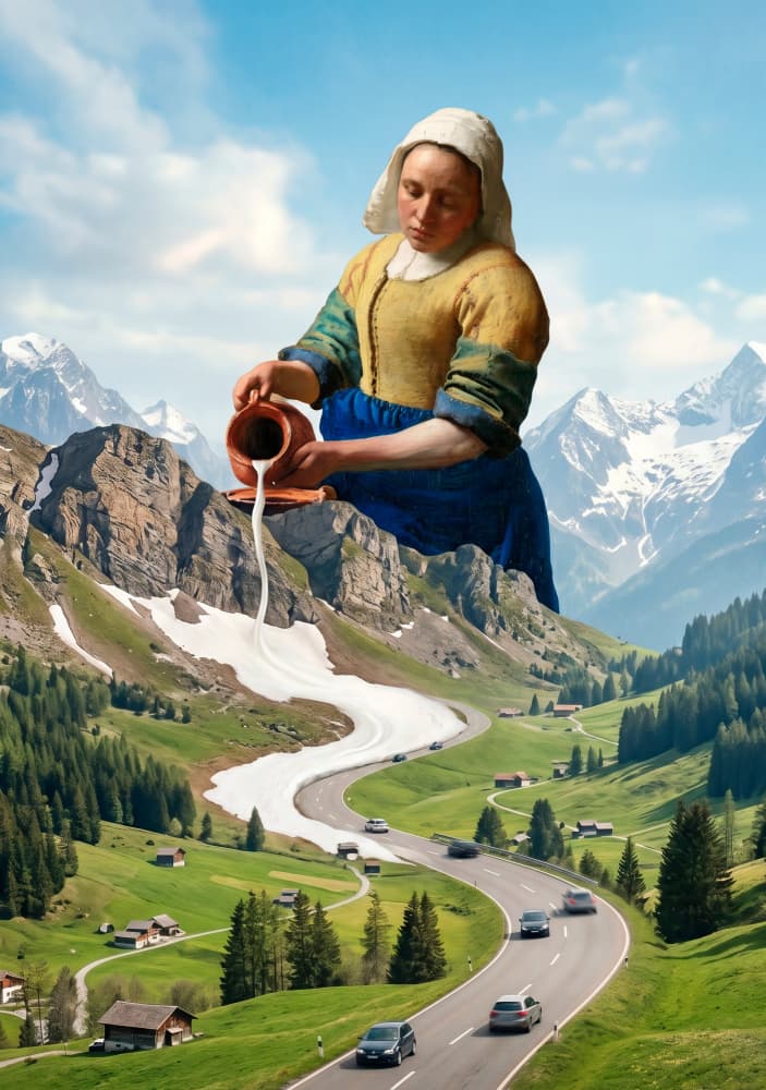 Surreal Mountain Milkmaid by Dikhotomy — canvas wall art