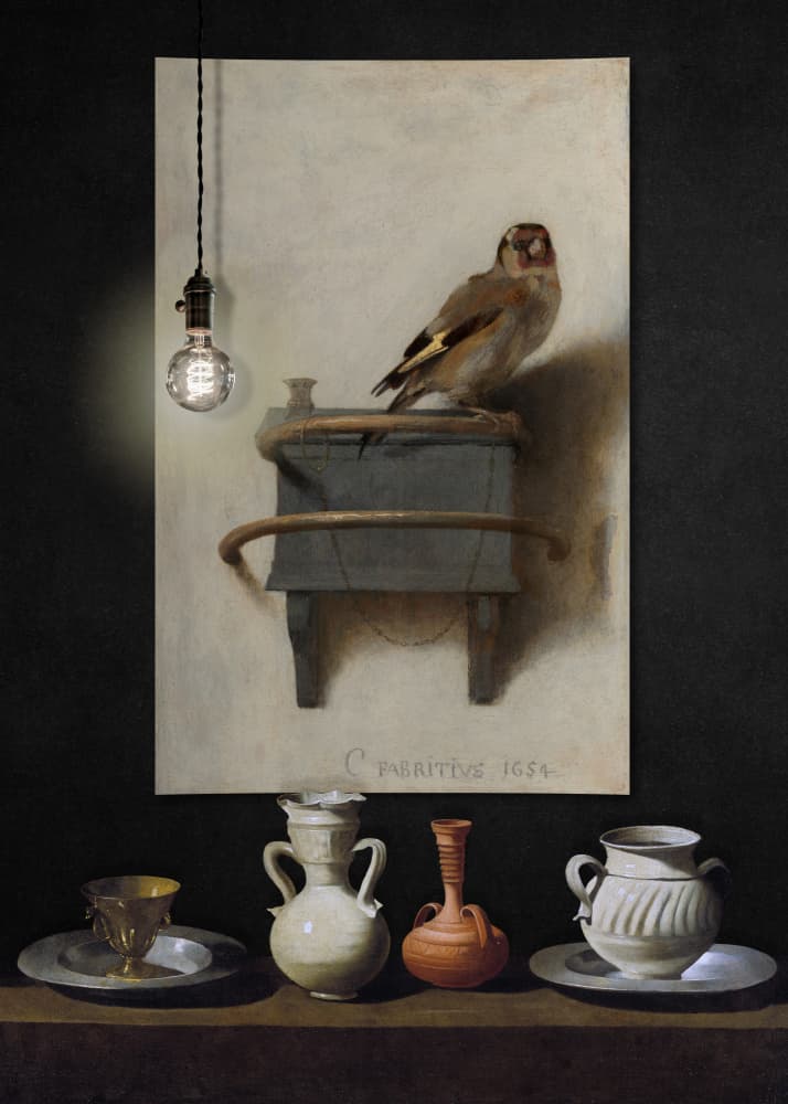 Classic Goldfinch And Still Life by Marja van den Hurk — canvas wall art