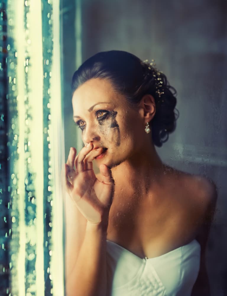 Melancholic Bride Portrait by Oren Hayman — canvas wall art