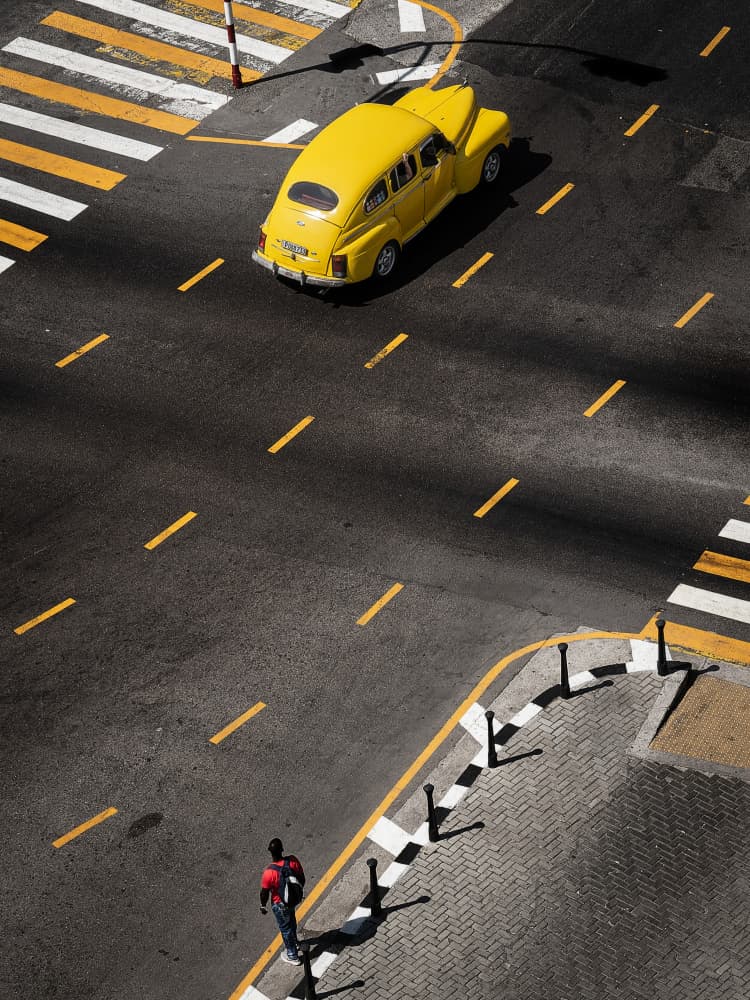 Yellow Car City Street by Andy Bauer — canvas wall art