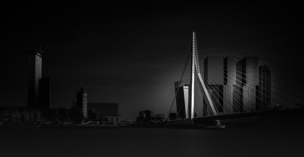 Rotterdam Night Bridge by Jörg Vollrath — canvas wall art
