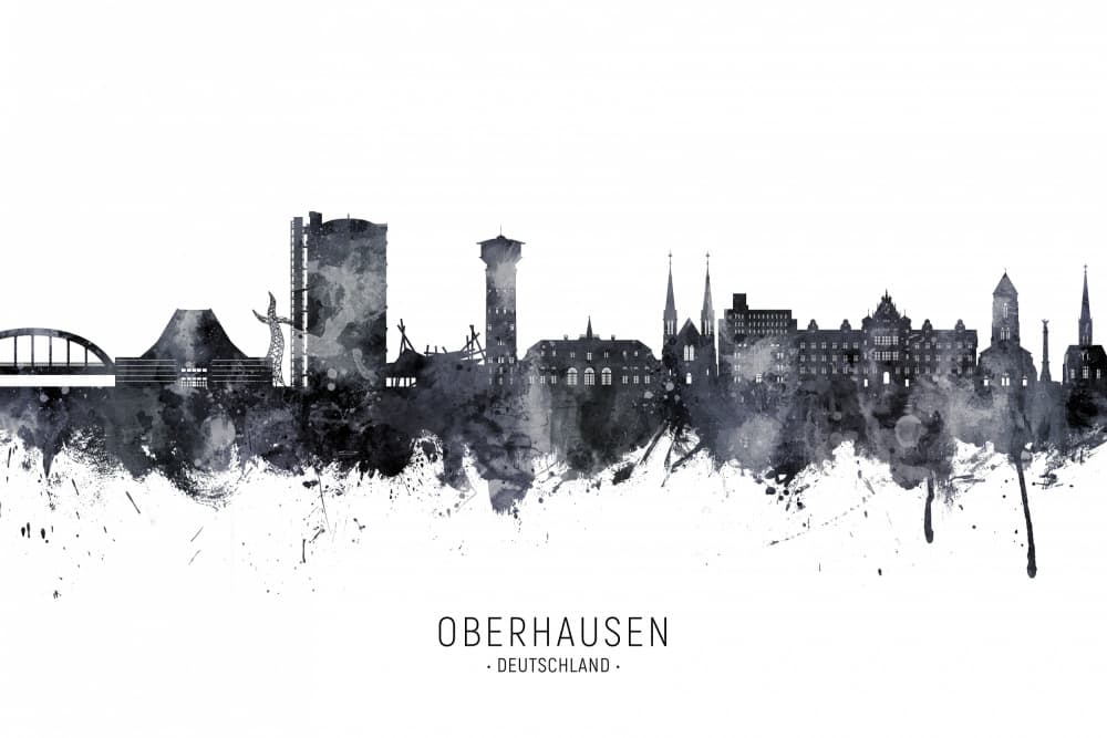 Oberhausen Cityscape Watercolor by Michael Tompsett — canvas wall art