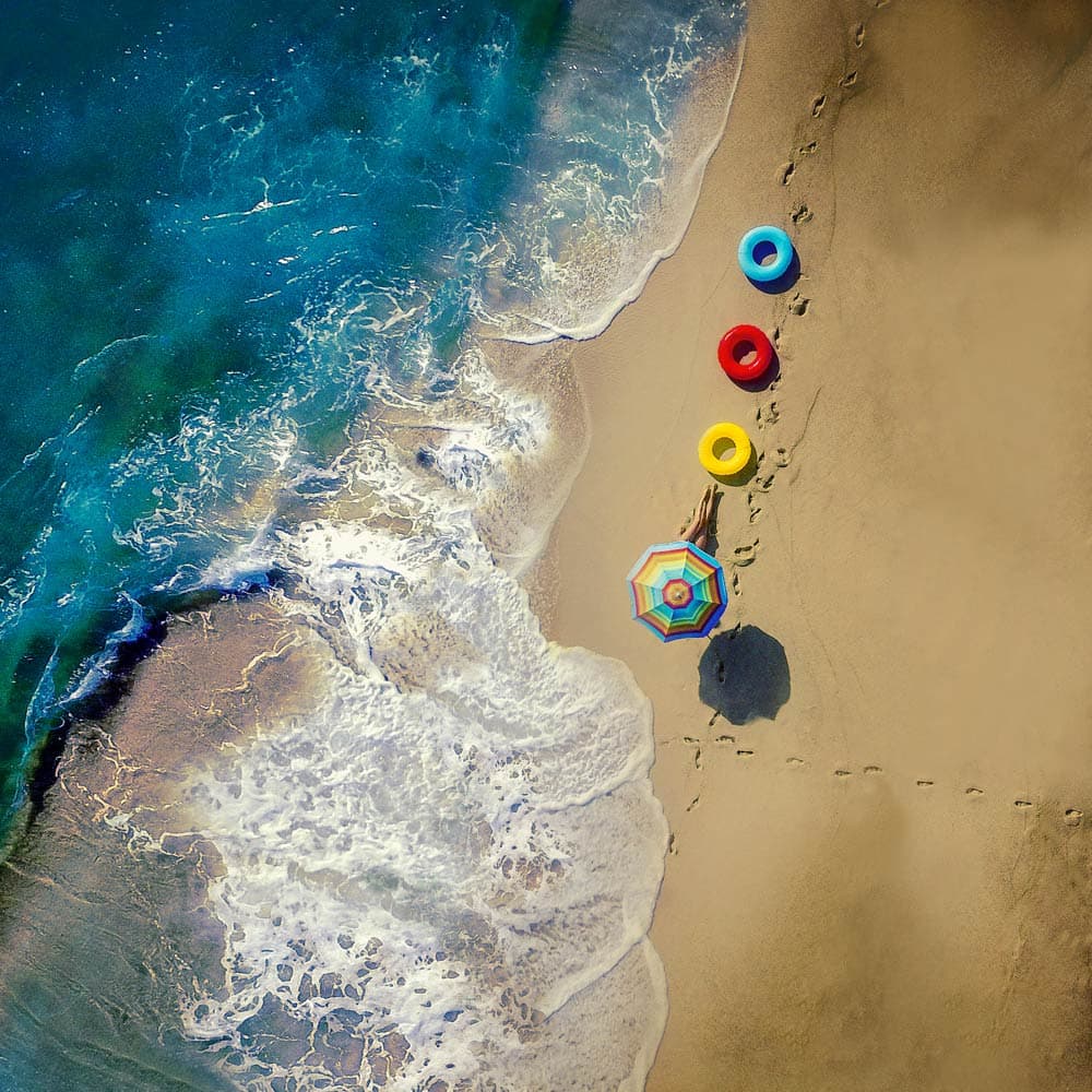 Aerial Beach Day by ambra — canvas wall art