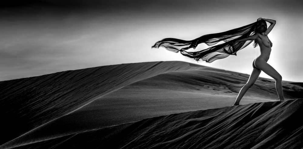 Desert Nude Flowing Fabric by Peter Müller Photography — canvas wall art