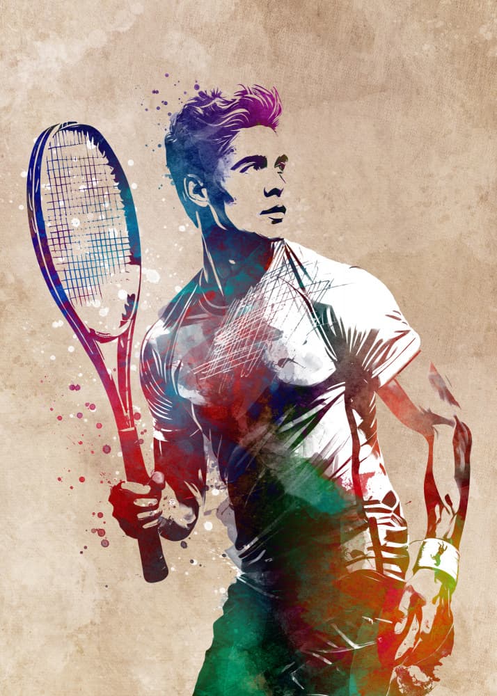 Vibrant Tennis Player by Justyna Jaszke — canvas wall art