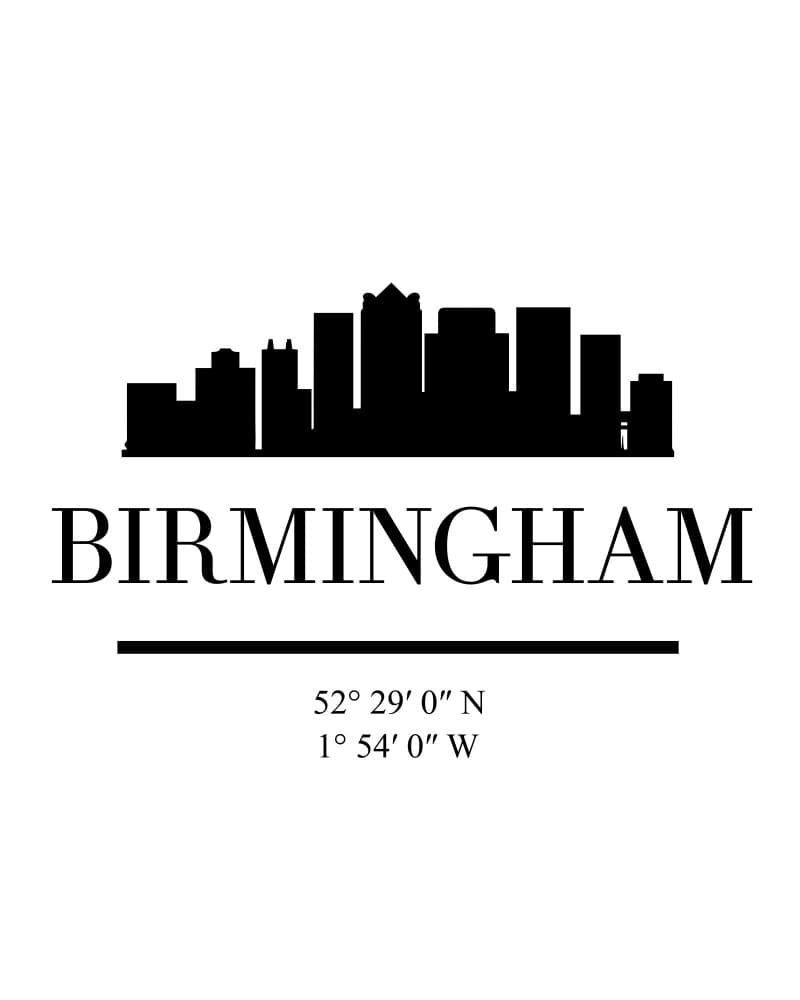 Birmingham Skyline Coordinates by Emiliano Deificus — canvas wall art