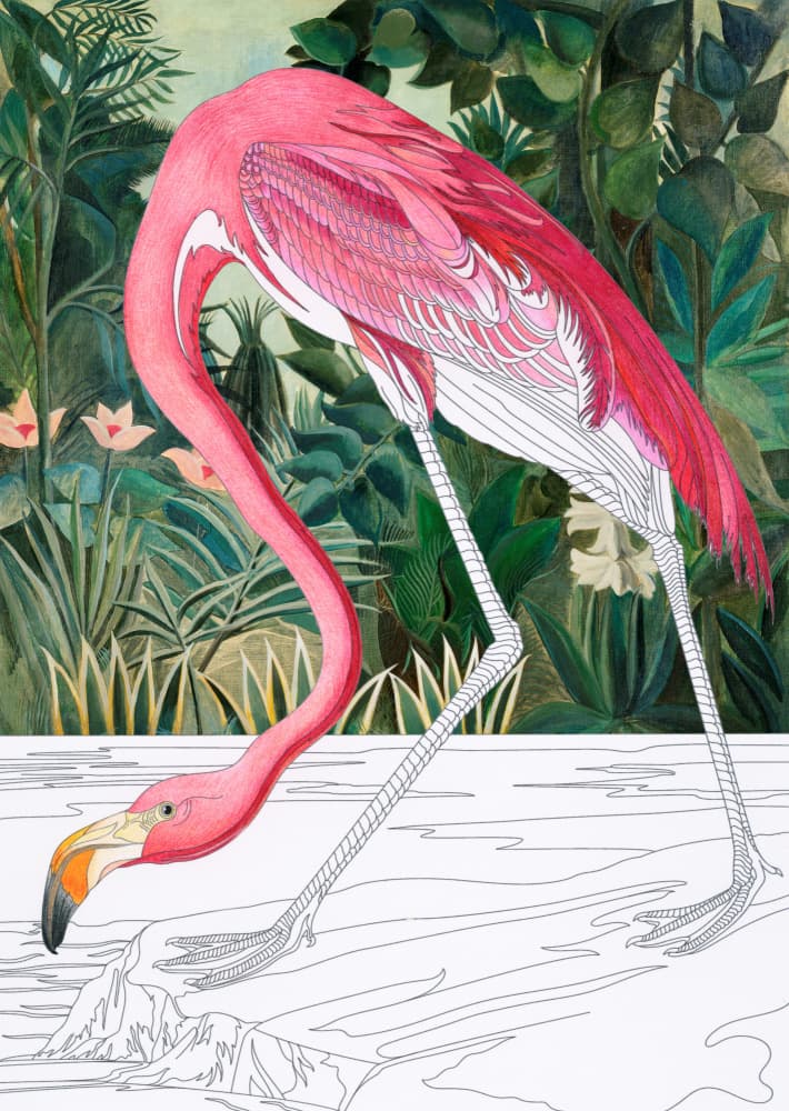 Vibrant Flamingo Jungle by Marja van den Hurk — canvas wall art