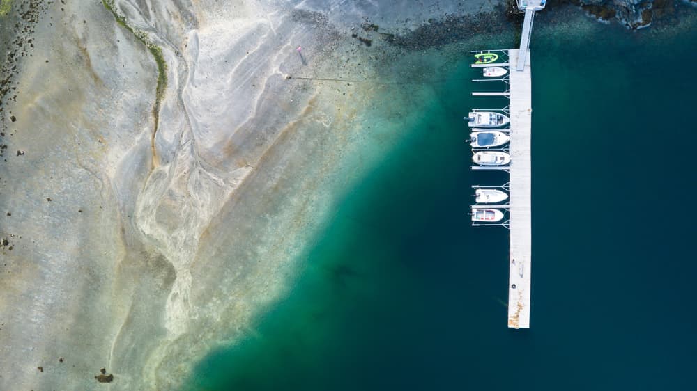 Aerial Dock And Boats by Stephanie Kleimann — canvas wall art