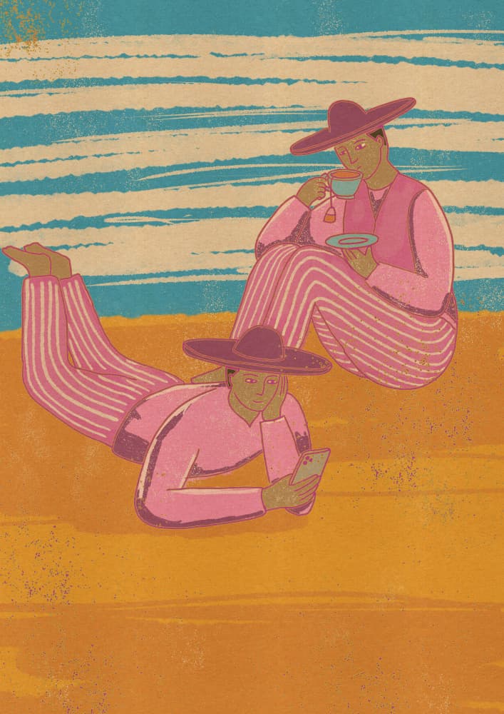 Pink Striped Beach Day by Nicholas — canvas wall art