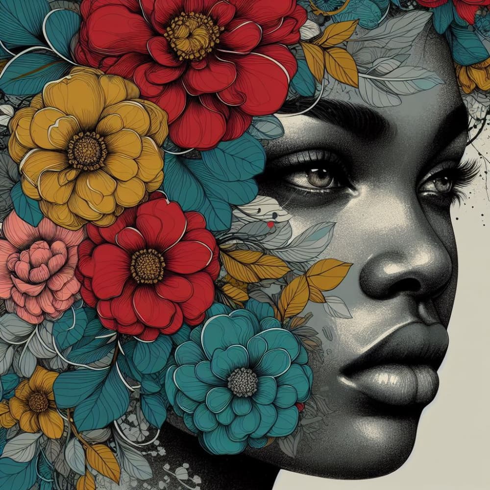Vibrant Floral Portrait by Elle Belle Art — canvas wall art