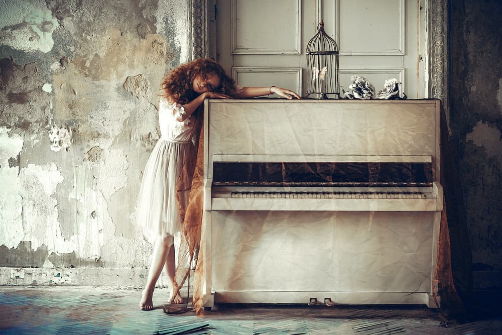 Melancholy Piano Girl by Ruslan Bolgov — canvas wall art