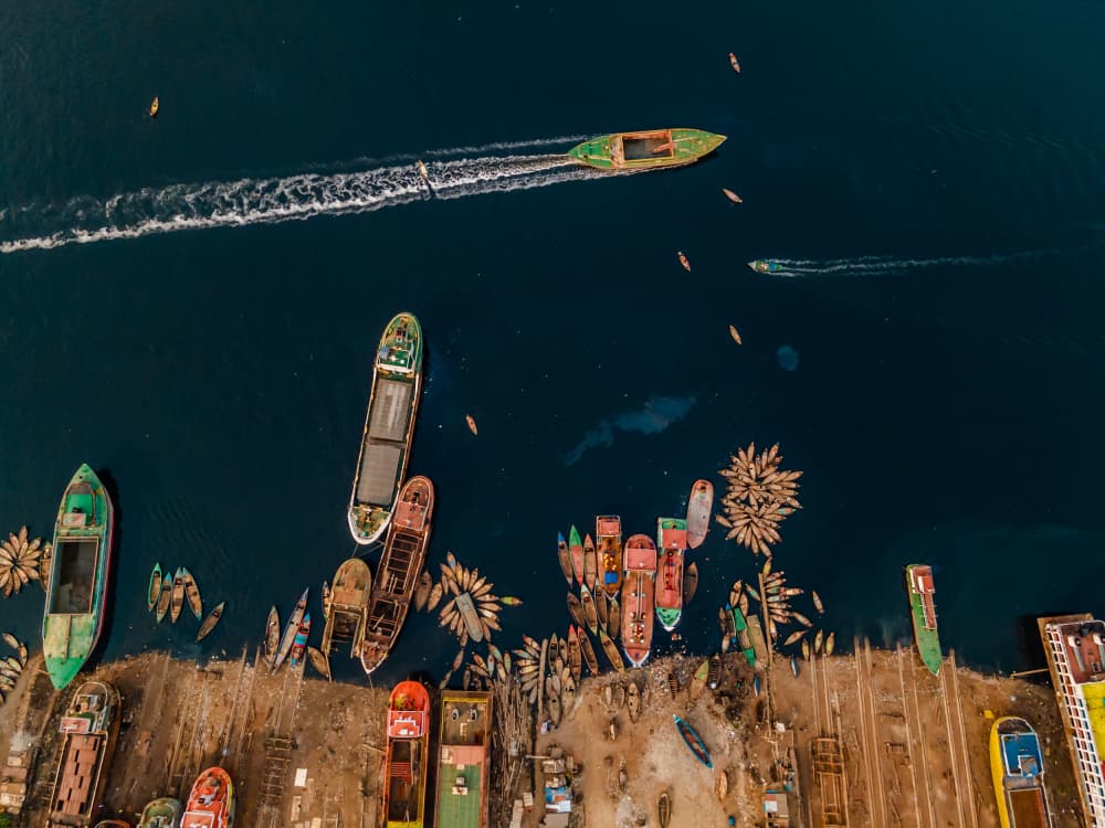 Working Harbor Aerial by Rakibul Alam Khan — canvas wall art