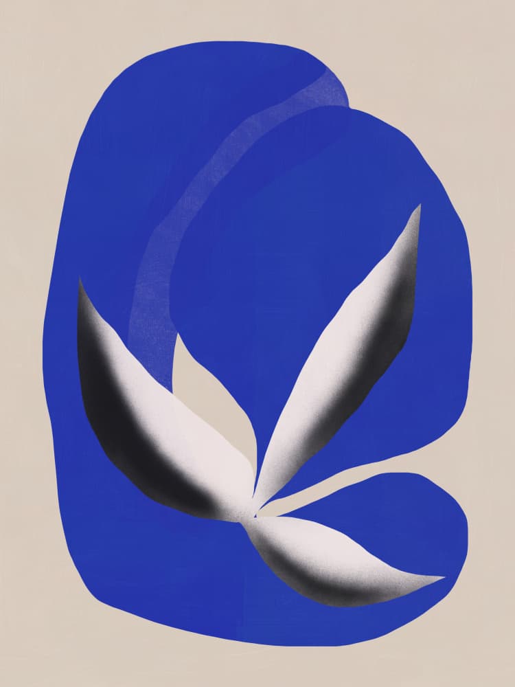 Abstract Blue Botanical Form by Little Dean — canvas wall art