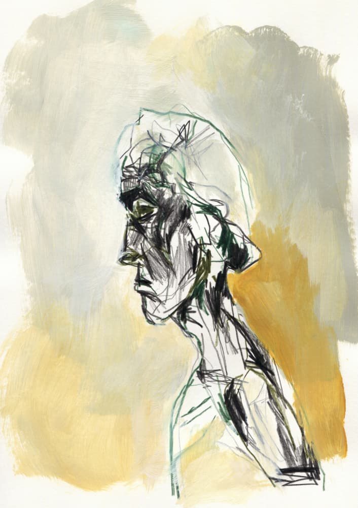 Pensive Man Profile by Jenja Braun — canvas wall art