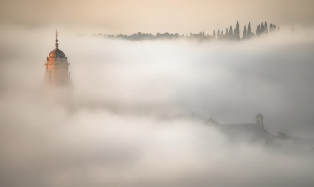 Golden Tower Above Clouds by Juan Luis Seco — canvas wall art