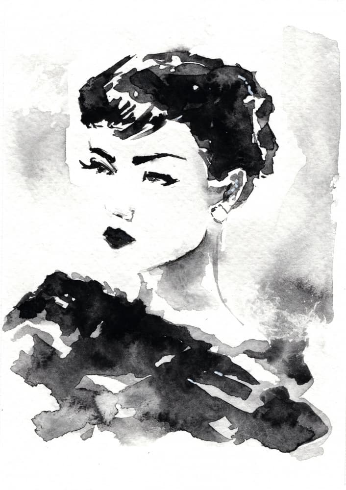 Chic Woman Ink Wash by Helena Engström — canvas wall art