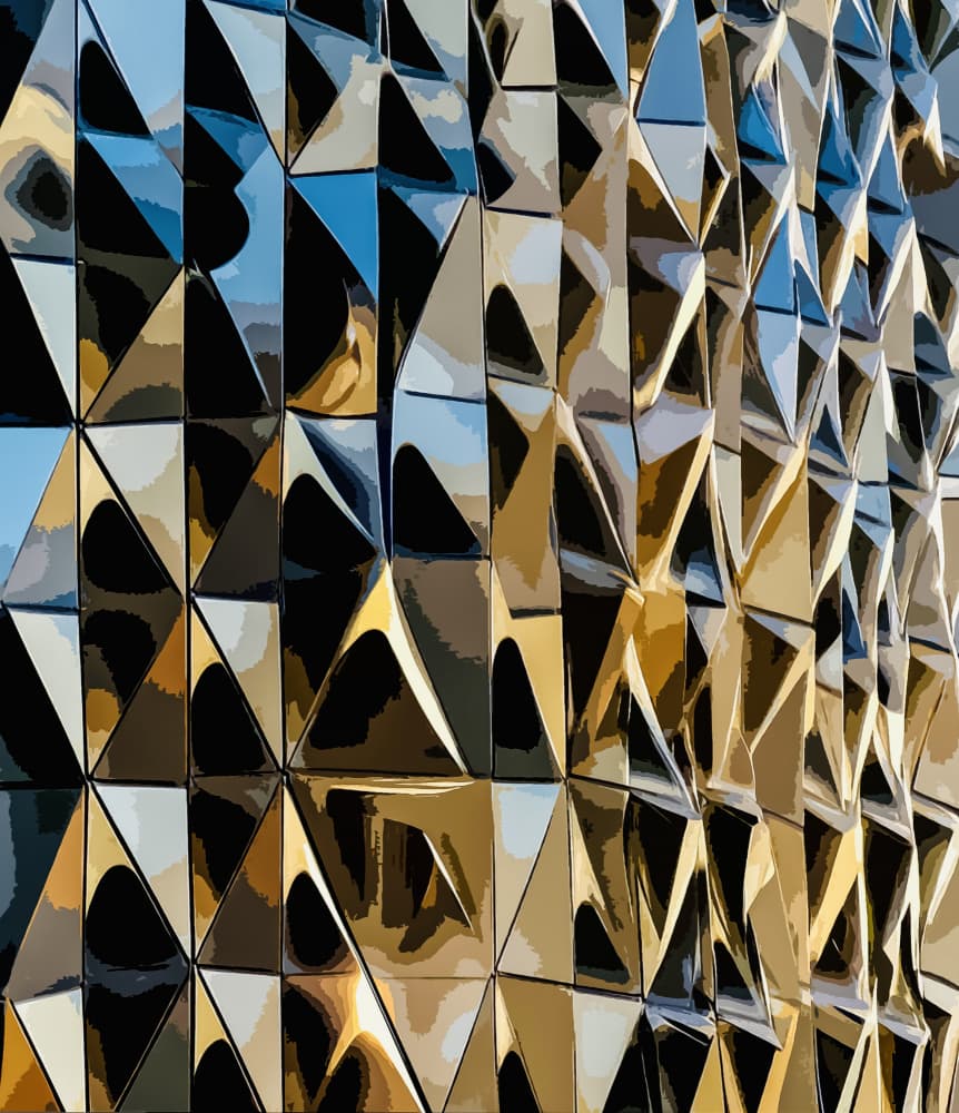 Geometric Gold Reflections by Arnon Orbach — canvas wall art